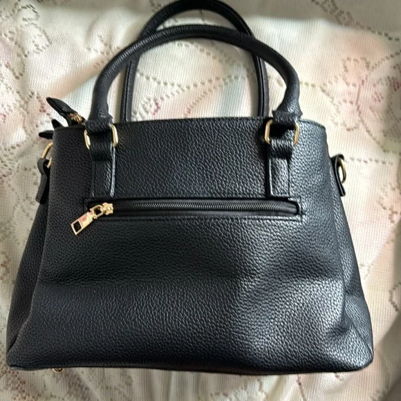 KK XIU Faux Black Leather Satchel Bag - Picture 2 of 2